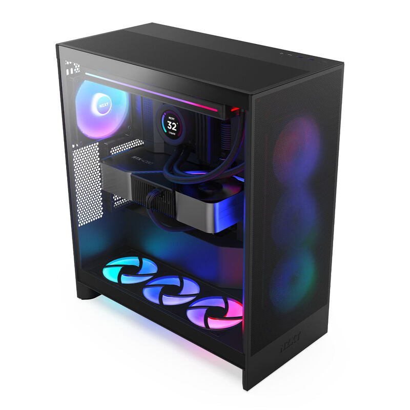 NZXT H7 Flow RGB kabinett midtårn E-ATX herdet glass hvit - NZXT