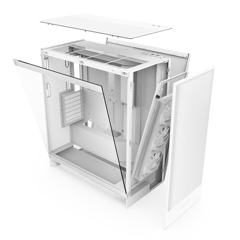 NZXT H7 Flow RGB kabinett midtårn E-ATX herdet glass hvit - NZXT