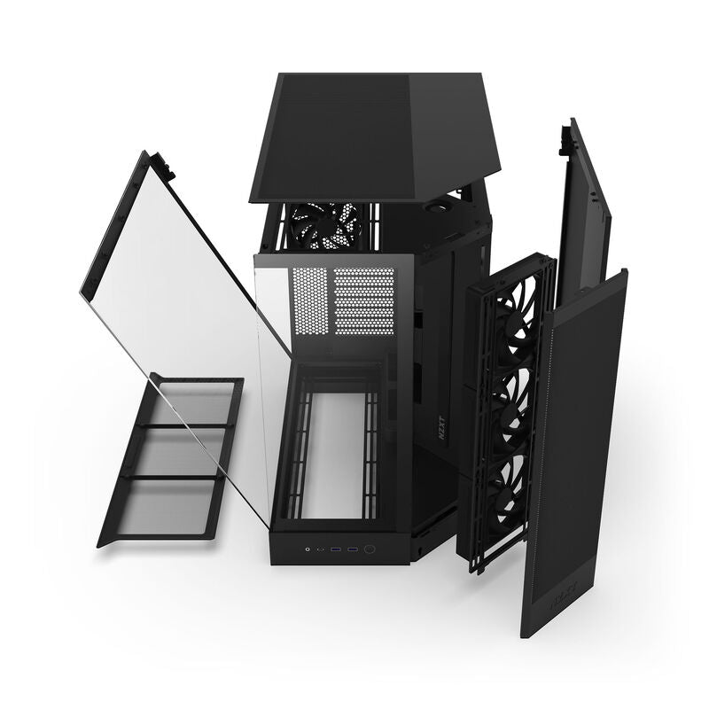 NZXT H9 Flow kabinett midtårn E-ATX herdet glass svart - NZXT