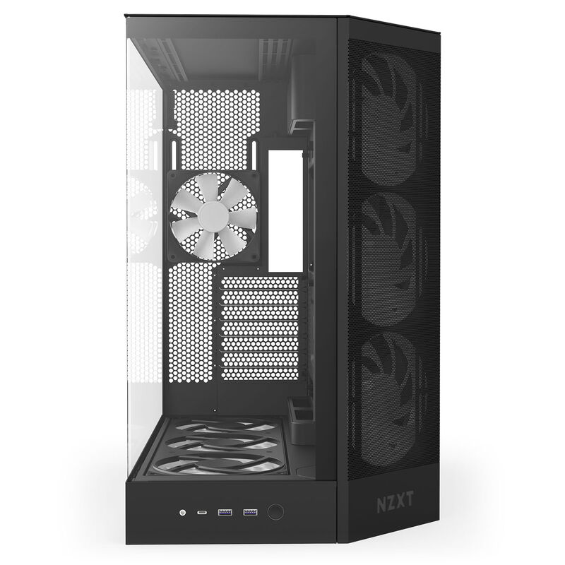 NZXT H9 Flow RGB+ kabinett midtårn E-ATX herdet glass svart - NZXT