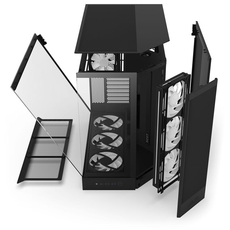 NZXT H9 Flow RGB+ kabinett midtårn E-ATX herdet glass svart - NZXT