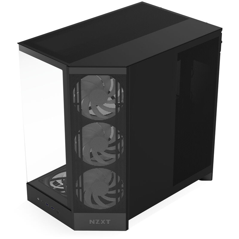 NZXT H9 Flow RGB+ kabinett midtårn E-ATX herdet glass svart - NZXT