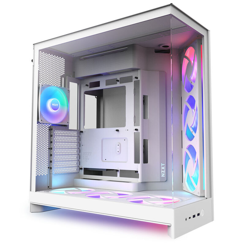 NZXT H9 Flow RGB+ kabinett midtårn E-ATX herdet glass svart - NZXT