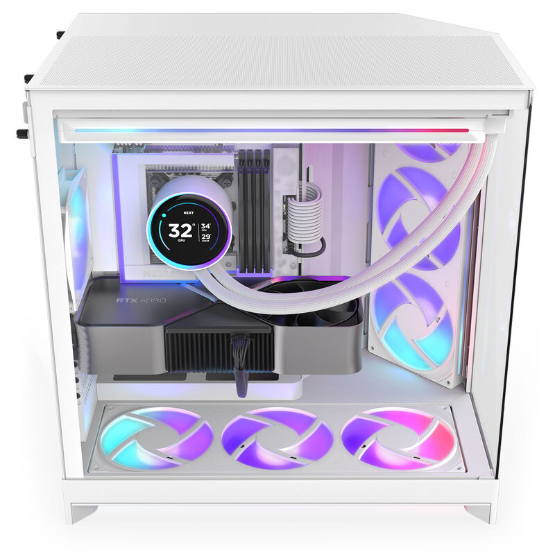 NZXT H9 Flow RGB+ kabinett midtårn E-ATX herdet glass svart - NZXT