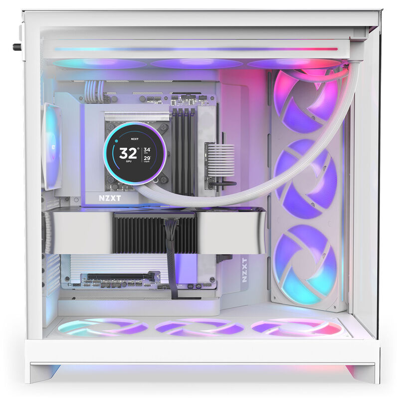 NZXT H9 Flow RGB+ kabinett midtårn E-ATX herdet glass svart - NZXT