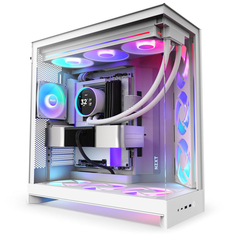 NZXT H9 Flow RGB+ kabinett midtårn E-ATX herdet glass svart - NZXT