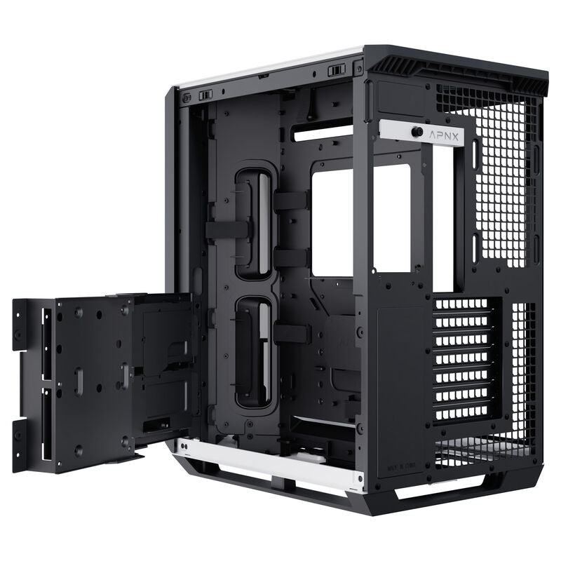 APNX V1 kabinett midtårn ATX herdet glass svart/hvit - APNX