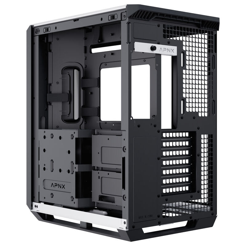 APNX V1 kabinett midtårn ATX herdet glass svart/hvit - APNX