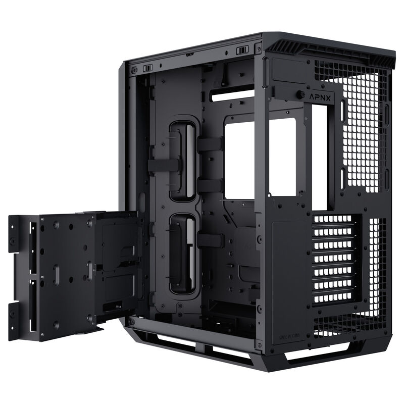 APNX V1 kabinett midtårn ATX herdet glass svart/hvit - APNX