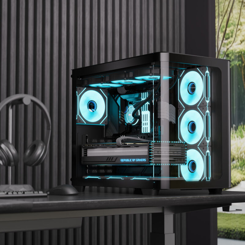 Aerocool P500C kabinett midtårn ATX herdet glass ARGB svart - Aerocool