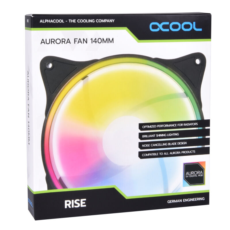 Alphacool Rise Aurora PWM vifte 120 mm ARGB svart - Alphacool