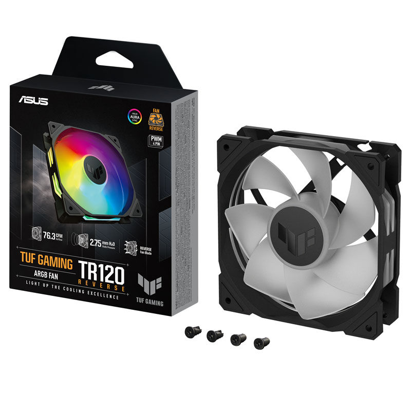 ASUS TUF Gaming TR120 Reverse PWM ARGB vifte 120 mm hvit - ASUS