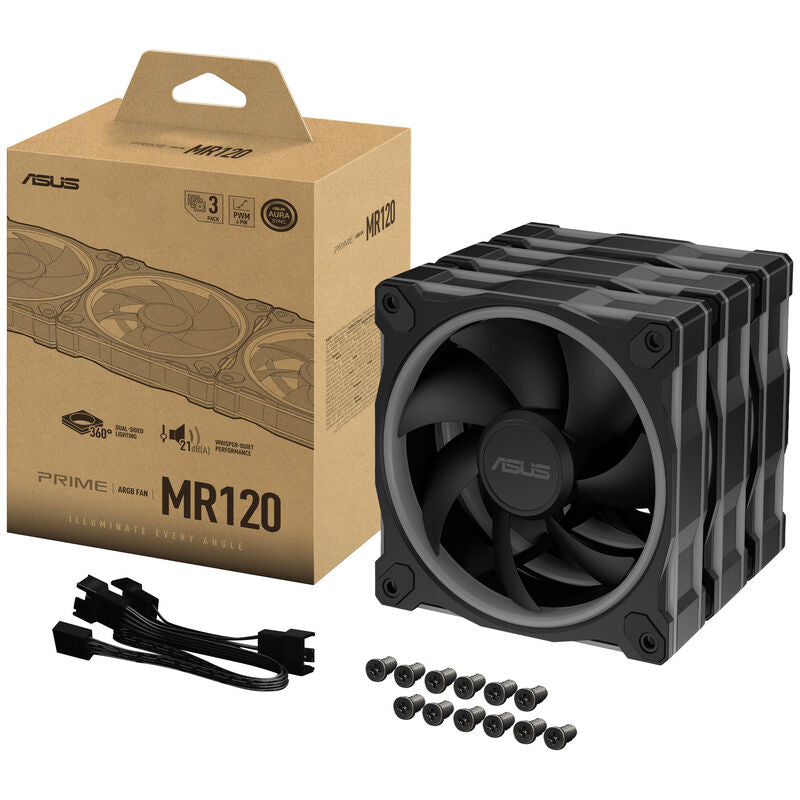 ASUS Prime MR120 ARGB vifte 3-pakk PWM Aura Sync 120 mm svart - ASUS