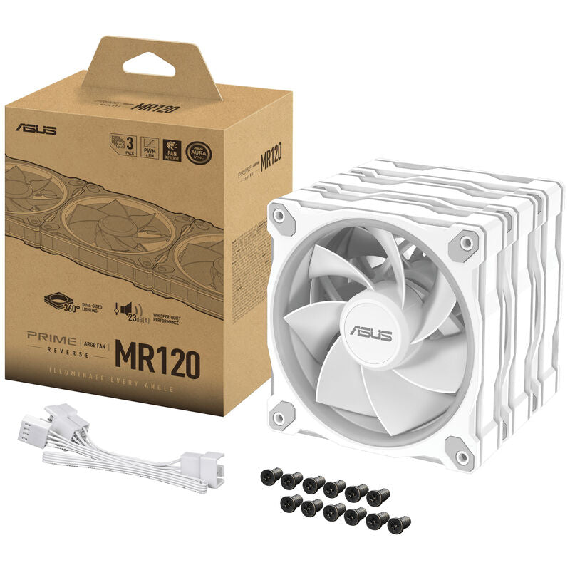 ASUS Prime MR120 ARGB PWM Reverse vifte 120 mm hvit 3-pack - ASUS