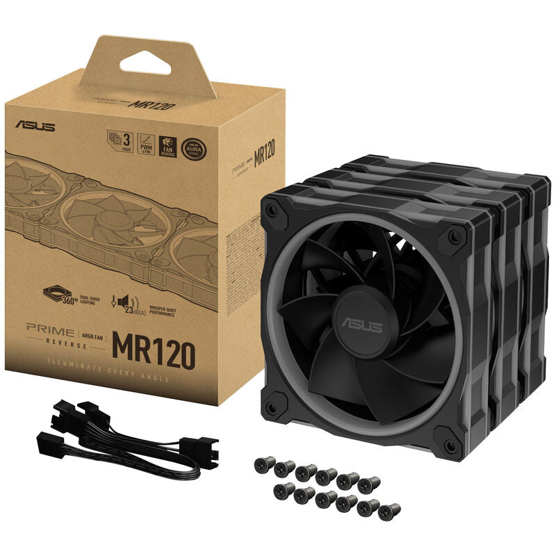 ASUS Prime MR120 ARGB PWM Reverse vifte 120 mm hvit 3-pack - ASUS