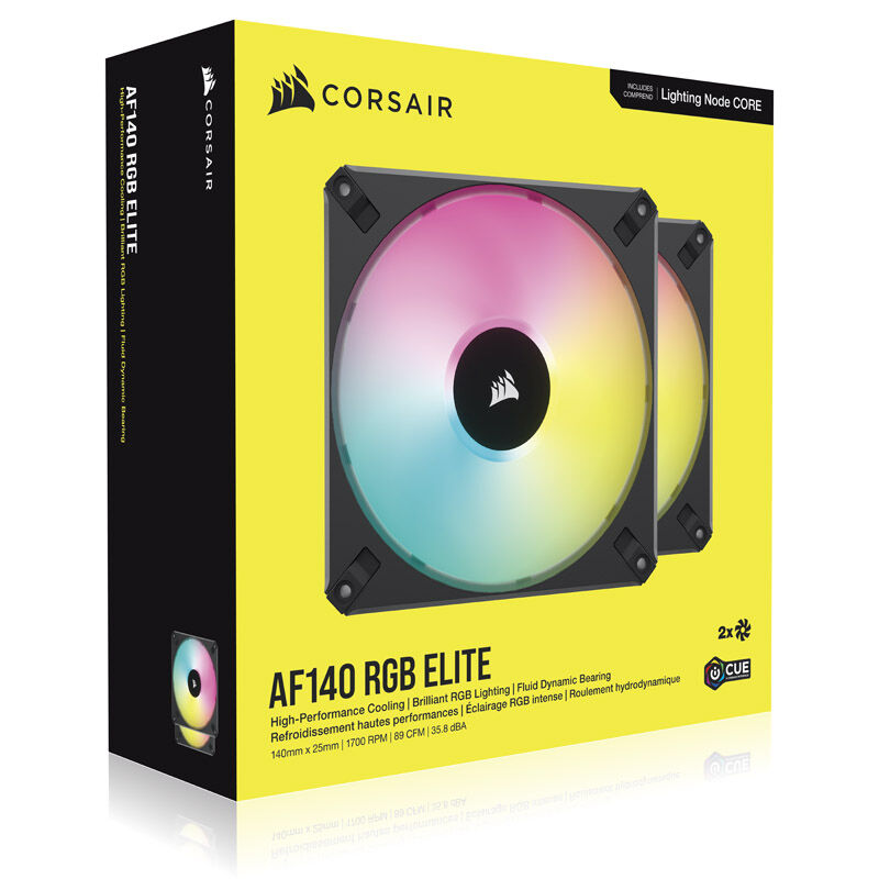 Corsair AF Elite RGB PWM vifte 2-pakning med kontroller - Corsair