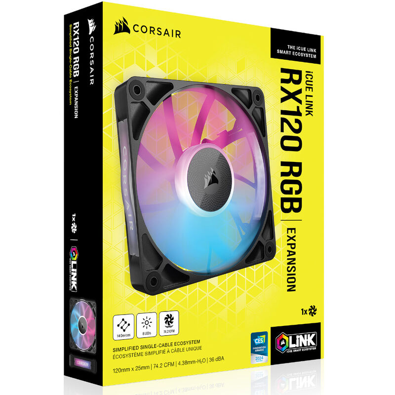 Corsair iCUE LINK RX120 RGB PWM vifte 120 mm svart - Corsair