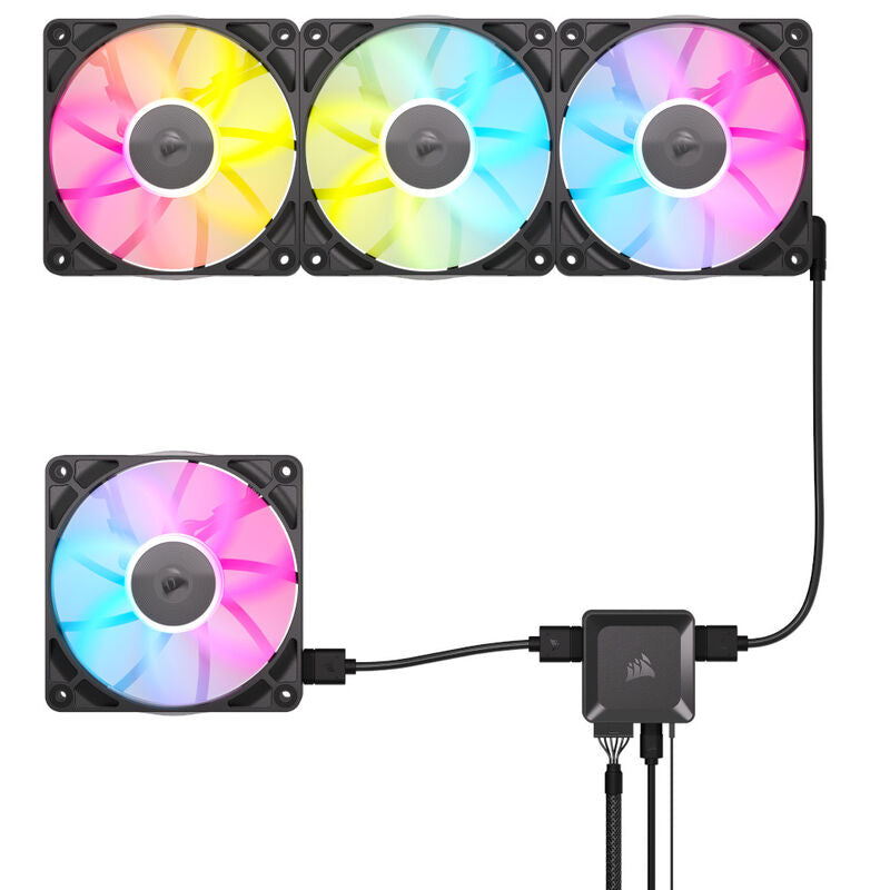 Corsair iCUE LINK RX120 RGB PWM vifte 3-pakk 120 mm svart - Corsair