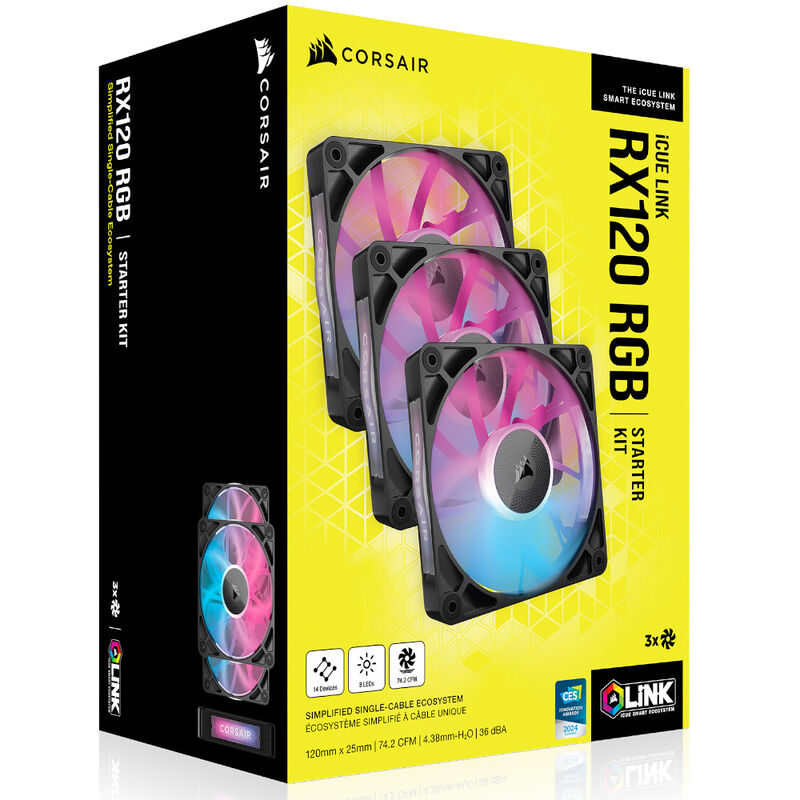 Corsair iCUE LINK RX120 RGB PWM vifte 3-pakk 120 mm svart - Corsair