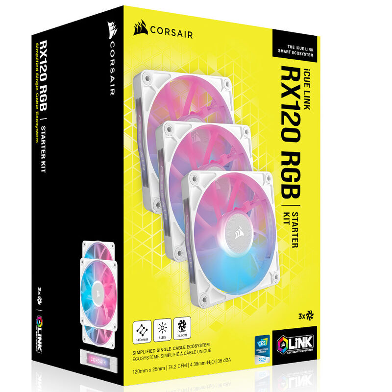 Corsair iCUE LINK RX120 RGB PWM vifte 3-pakk 120 mm svart - Corsair