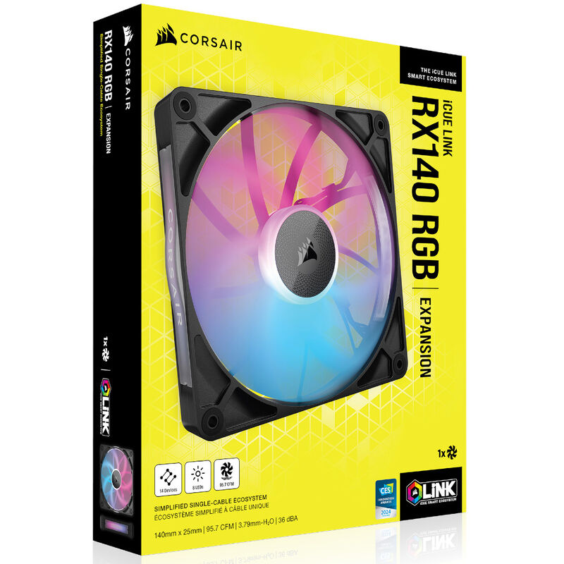Corsair iCUE LINK RX140 RGB PWM vifte 140 mm hvit - Corsair