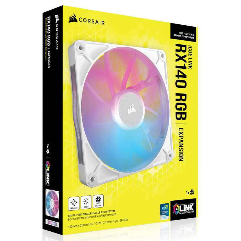 Corsair iCUE LINK RX140 RGB PWM vifte 140 mm hvit - Corsair