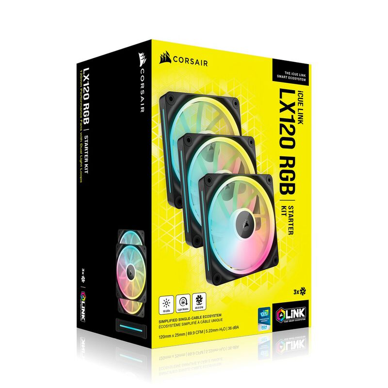 Corsair iCUE Link LX120 RGB PWM vifte 3-pack 120 mm svart - Corsair