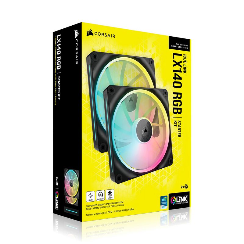 Corsair iCUE Link LX140 RGB PWM vifte 2-pack 140 mm svart - Corsair
