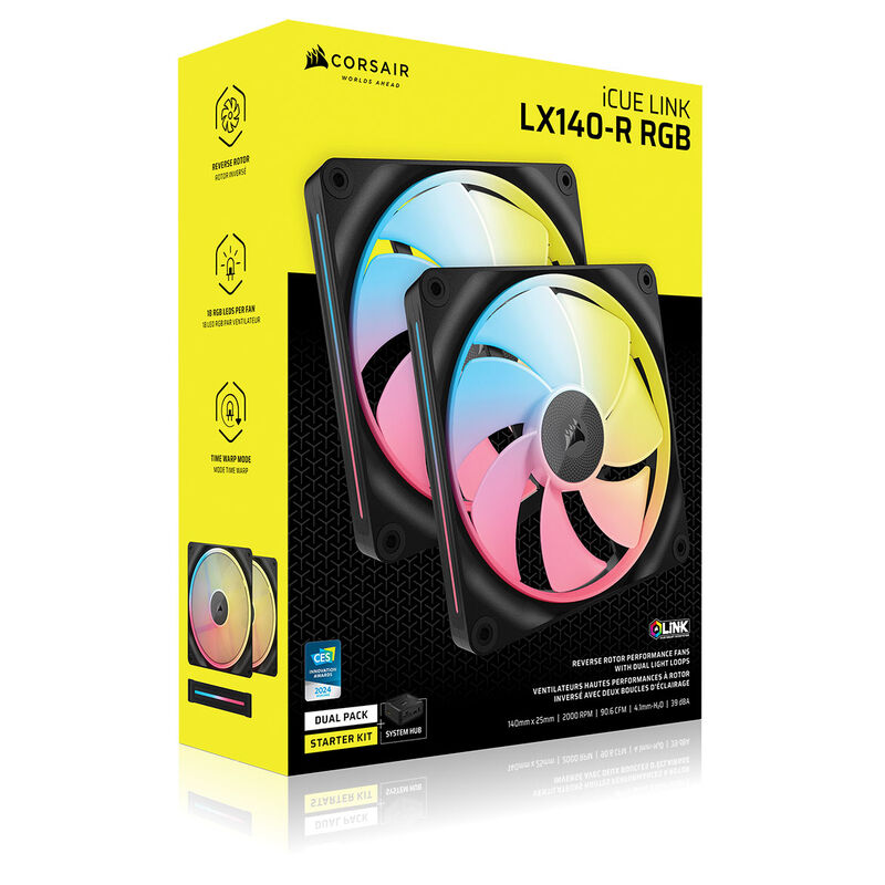 Corsair iCUE Link LX140-R RGB PWM vifte 2-pack 140 mm hvit - Corsair
