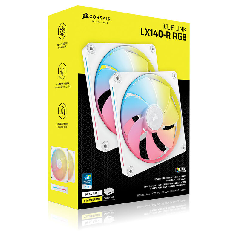 Corsair iCUE Link LX140-R RGB PWM vifte 2-pack 140 mm hvit - Corsair