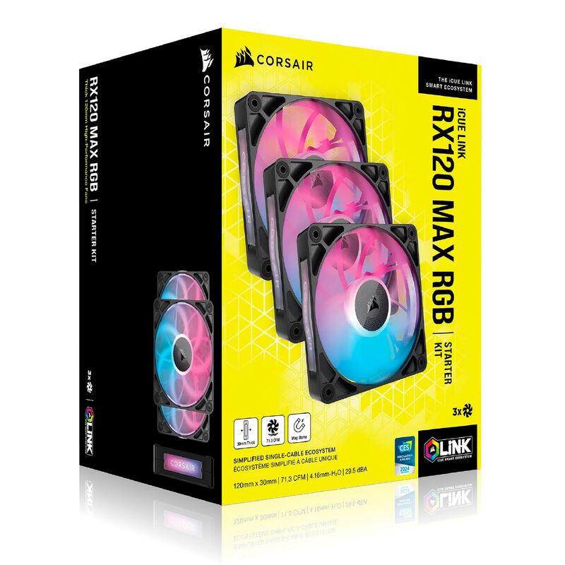 Corsair iCUE LINK RX120 MAX RGB PWM vifte 3-pack 120 mm - Corsair
