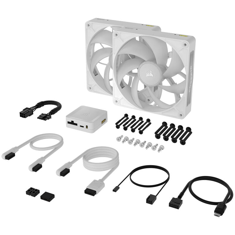 Corsair iCUE LINK RX140 MAX RGB PWM vifte 2-pack 140 mm hvit - Corsair
