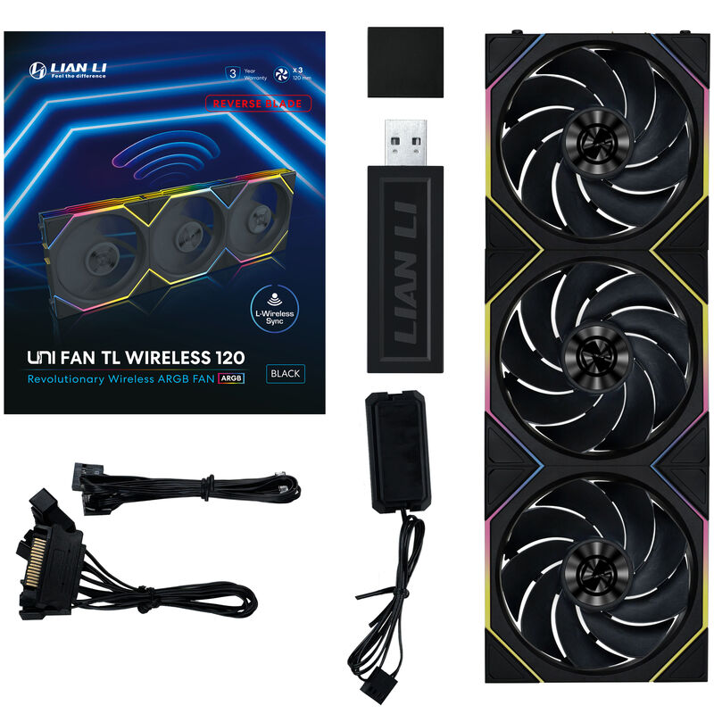 Lian Li UNI FAN TL Wireless Reverse ARGB vifte 3-pakk 120 mm - Lian Li