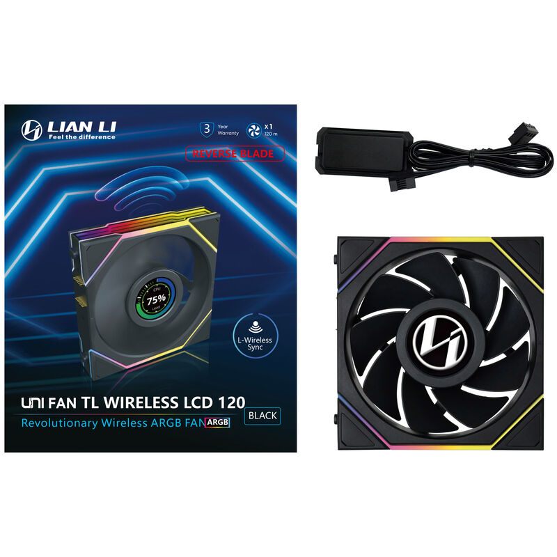 Lian Li UNI FAN TL Wireless LCD vifte ARGB 120 mm svart - Lian Li