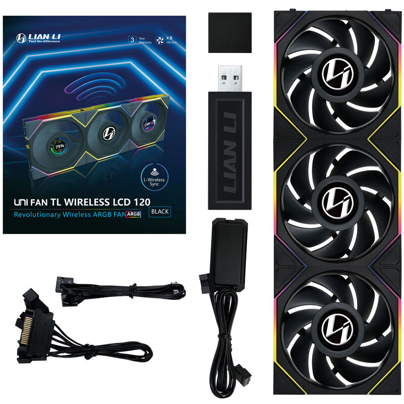 Lian Li UNI FAN TL Wireless LCD vifte 3-pack 120 mm ARGB - Lian Li