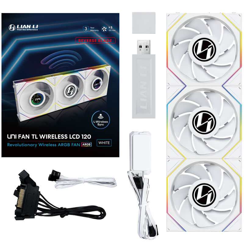 Lian Li UNI FAN TL Wireless LCD vifte 3-pack 120 mm ARGB - Lian Li