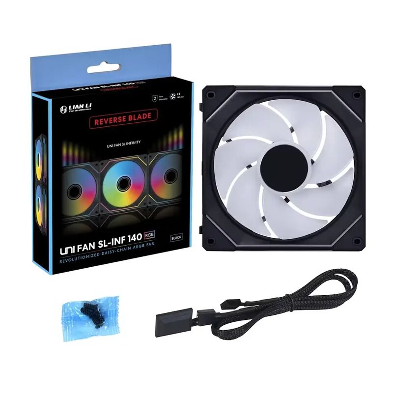 Lian Li UNI FAN SL-INF 140 Wireless ARGB Reverse Blade vifte - Lian Li