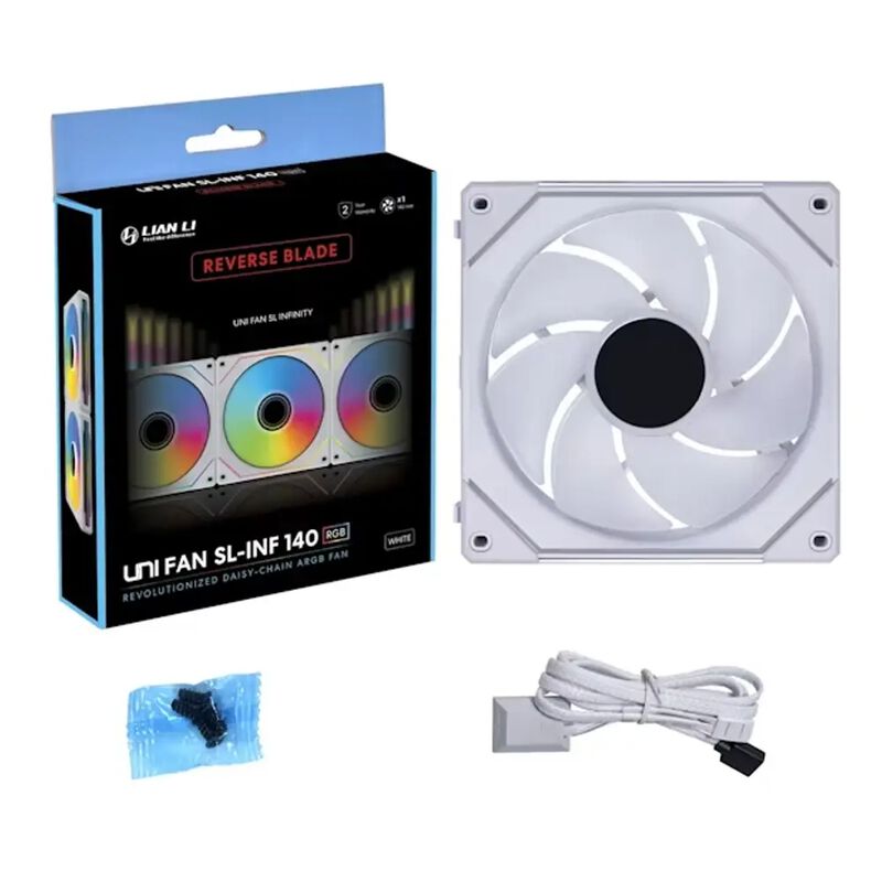 Lian Li UNI FAN SL-INF 140 Wireless Reverse Blade ARGB PWM vifte - Lian Li