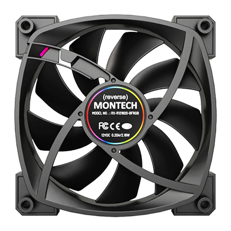 Montech RX120 PWM ARGB Reverse vifte 120 mm svart - Montech
