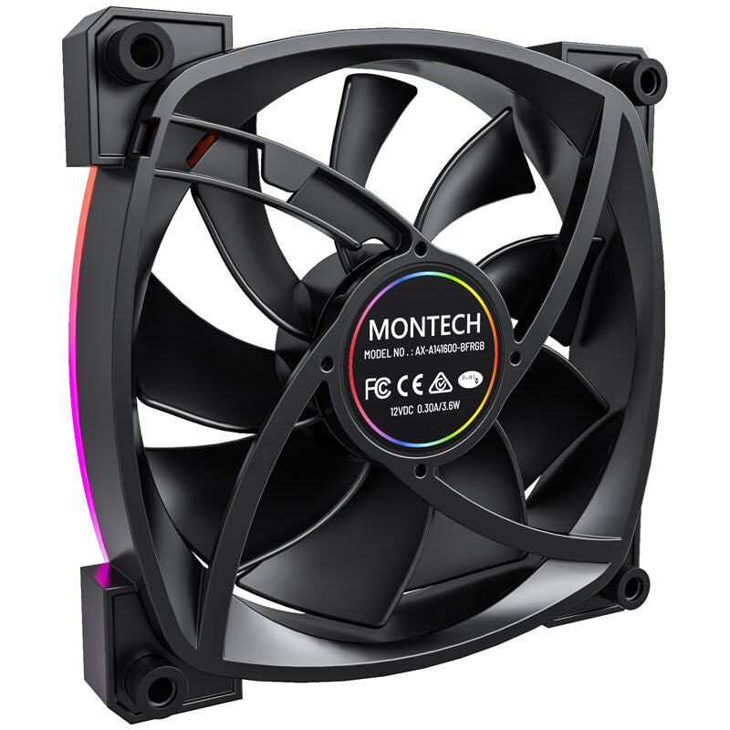 Montech AX140 PWM ARGB vifte 140 mm svart 1600 RPM - Montech