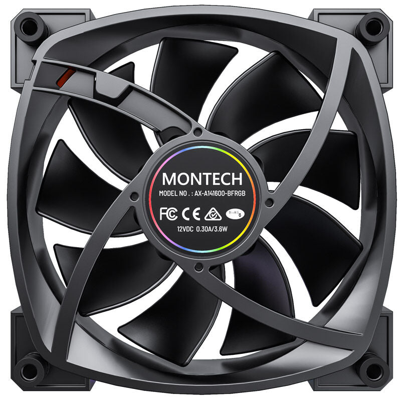 Montech AX140 PWM ARGB vifte 140 mm svart 1600 RPM - Montech