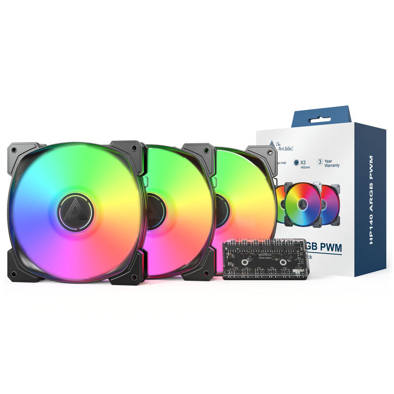 Montech HP140 PWM ARGB vifte 3-pakk 140 mm svart - Montech