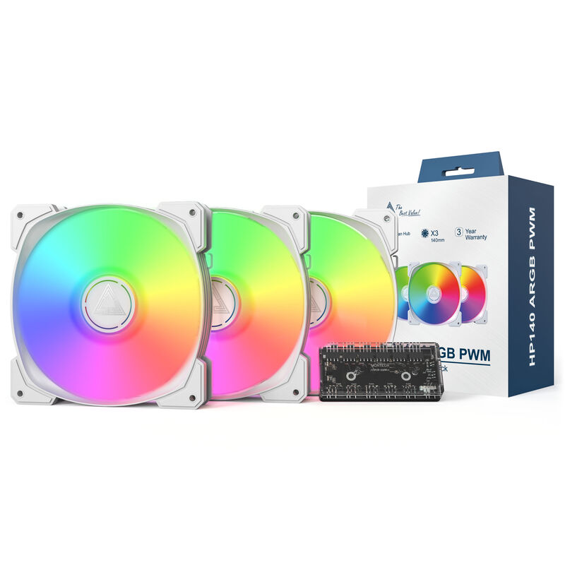 Montech HP140 PWM ARGB vifte 3-pakk 140 mm svart - Montech