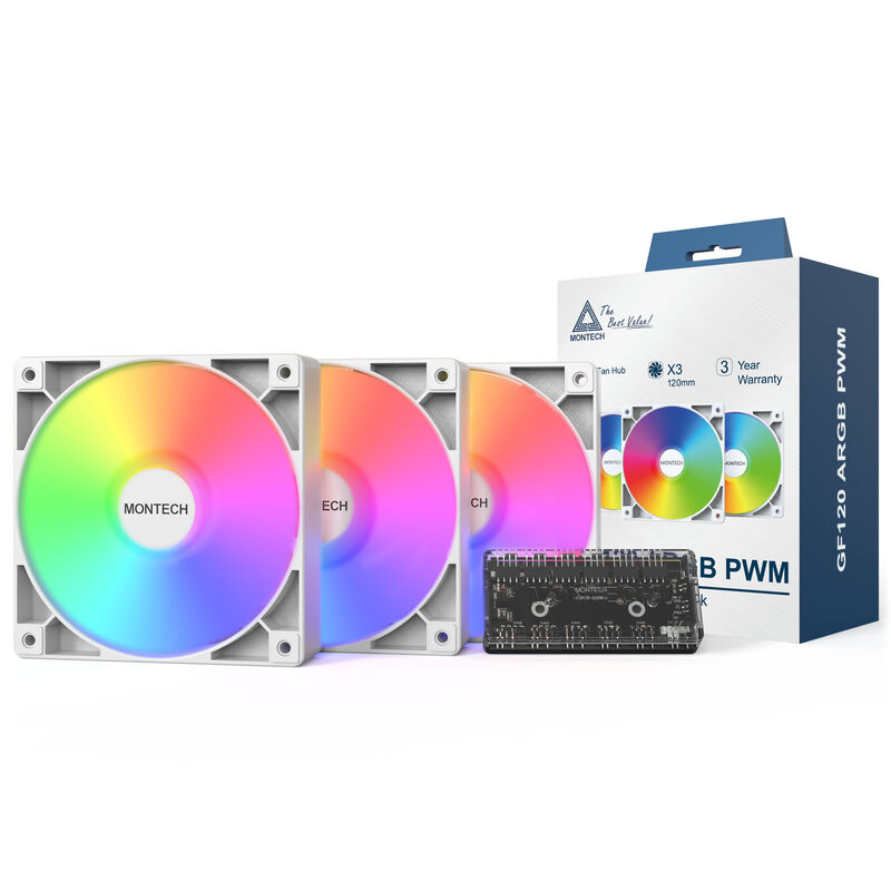 Montech GF120 PWM ARGB vifte 3-pakk 120 mm svart - Montech