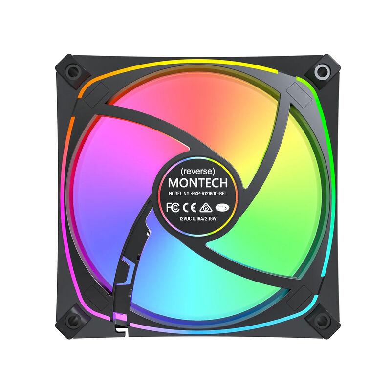Montech RX120 PRO PWM Reverse ARGB vifte 3-pack 120 mm hvit - Montech