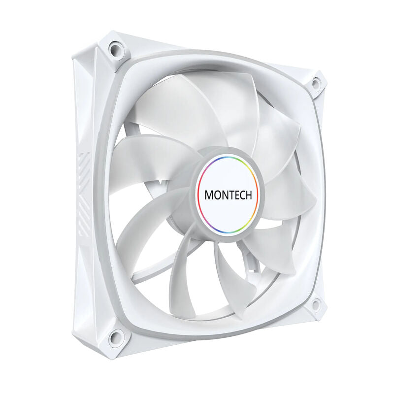 Montech RX120 PRO PWM Reverse ARGB vifte 3-pack 120 mm hvit - Montech