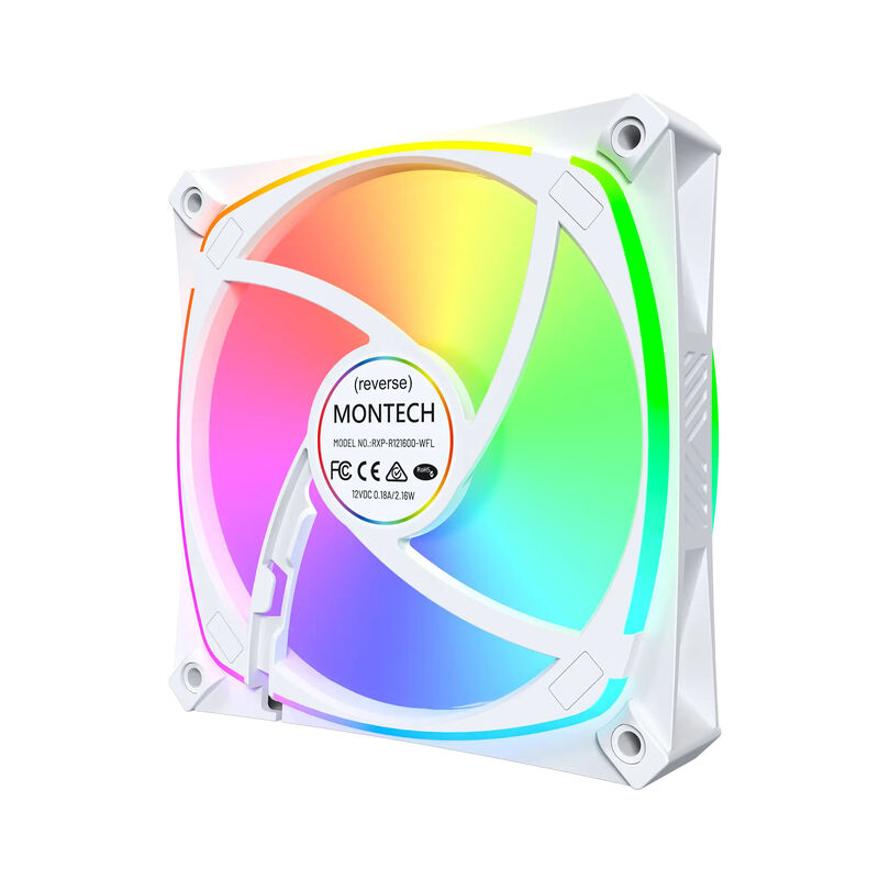 Montech RX120 PRO PWM Reverse ARGB vifte 3-pack 120 mm hvit - Montech