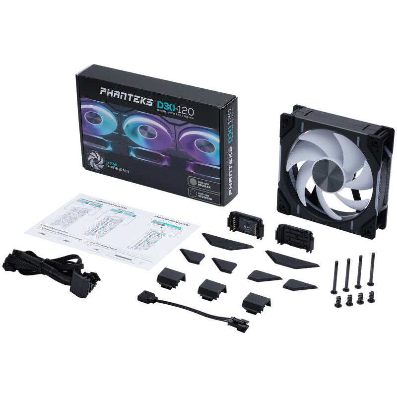 PHANTEKS D30 PWM D-RGB vifte 120 mm svart - PHANTEKS