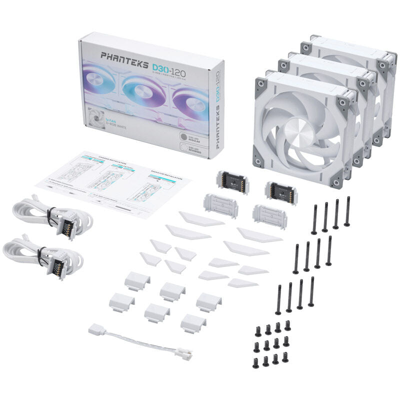 PHANTEKS D30 PWM D-RGB vifte 3-pack 120 mm svart - PHANTEKS