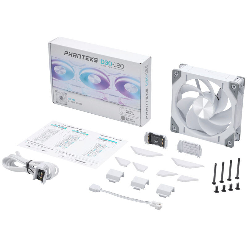 PHANTEKS D30 Reverse Airflow D-RGB vifte 120 mm PWM svart - PHANTEKS
